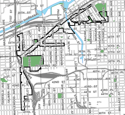 Archer/Western TIF district, roughly bounded on the north by 27th Street, 47th Street on the south, Union Avenue on the east, and Campbell Avenue on the west.